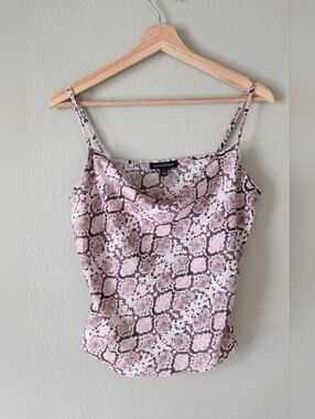 Banana Republic Snake Print Satin Cami Top Tank Pink Brown Small Y2K